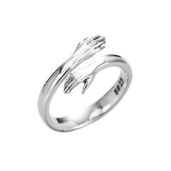 Love Embrace Couple Rings Gold Silver Korean Style Simple Fashion Open Ring Customizable Jewelry for Gift Wholesale Accessories