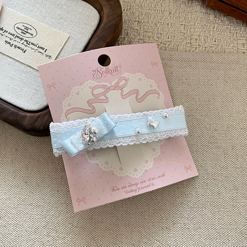 Lace Pearl Bow Flower Hairpin Small Size Hair Clips for Women Girls Spring Princess Sweet Barrette Hair Accessories Wholesale