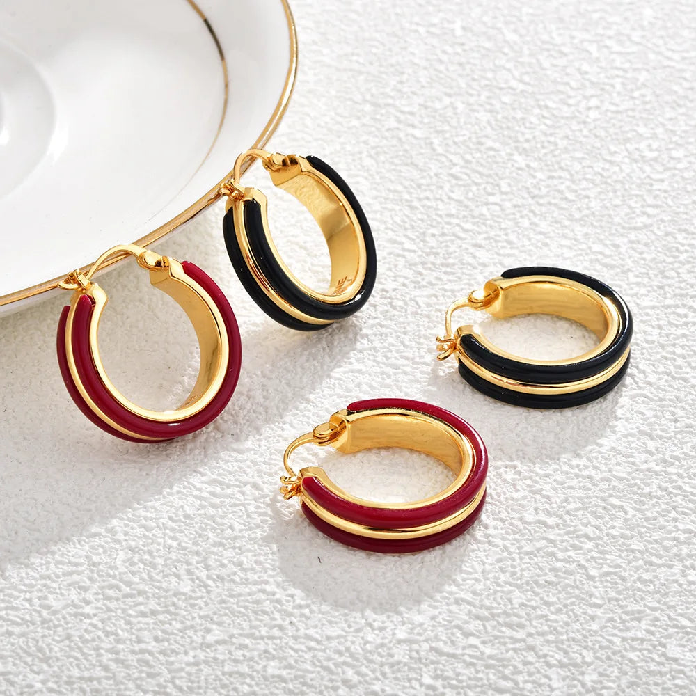 Vintage Chunky Gold Plated Hoop Earrings Women Tortoiseshell Resin Minimalist Geometric Earrings Jewelry Accessories Wholesale