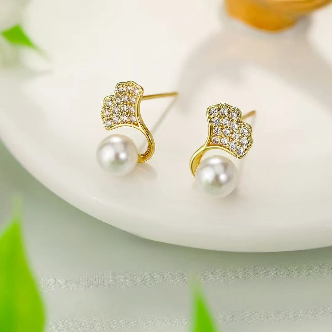 Ladies Bow Imitation Pearl Mini Stud Earring Fashion Elegant Simple High Quality Bulk Jewelry Accessories for Women Causal Daily
