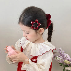 Star Fashion Velvet Glitter Hair Clips for Baby Girls Trendy Sweet Cute Christmas for Kids Children Hair Accessories in Stock