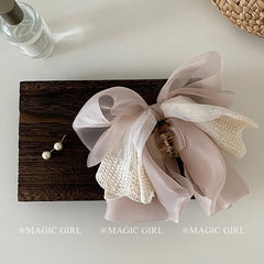 Sweet Elegant Dusty Pink Bowknot Hair Claw Clips Large Exaggerated Princess Style Haarspange for Women Ladies Hair Accessories