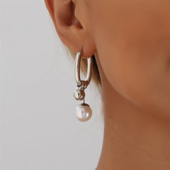 Fashion Simple Art Deco Trendy Drop Earrings for Girls Sweet Imitation Pearl Jewellry for Women Ladies Accessories Wholesale