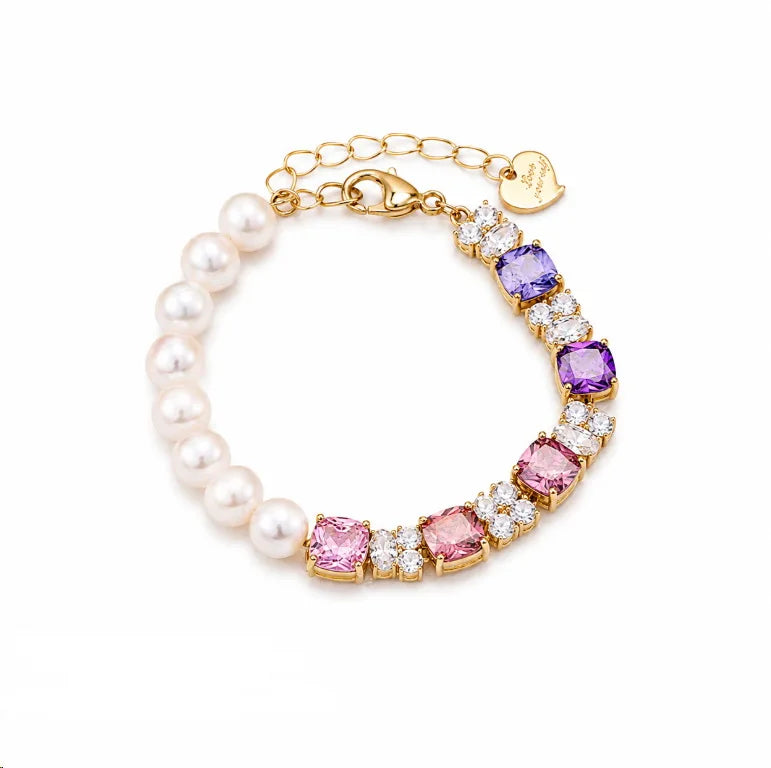 Fashion Freshwater Pearl Cubic Zirconia Glitter Bracelets for Girls Sweet Classic Jewelry for Women Ladies Wholesale Bulk