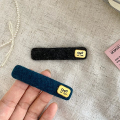 Female Blue Black Solid Colored Mental Bowknot Decorative Rectangle Snap Clips Fashion Elegant in Stock Hairpins Accessories
