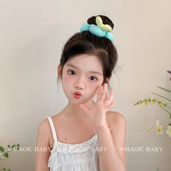 Fashion Solid Color Cute Sweet Bowknot Scrunchies for Baby Girls Kawaii Elegant Hair Ties for Kids Hair Accessories in Stock
