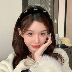Classic Solid Color Glitter Bowknot Thick Head Band for Girls Fashion Chic Trendy Elegant Hair Band for Women  Hair Accessories