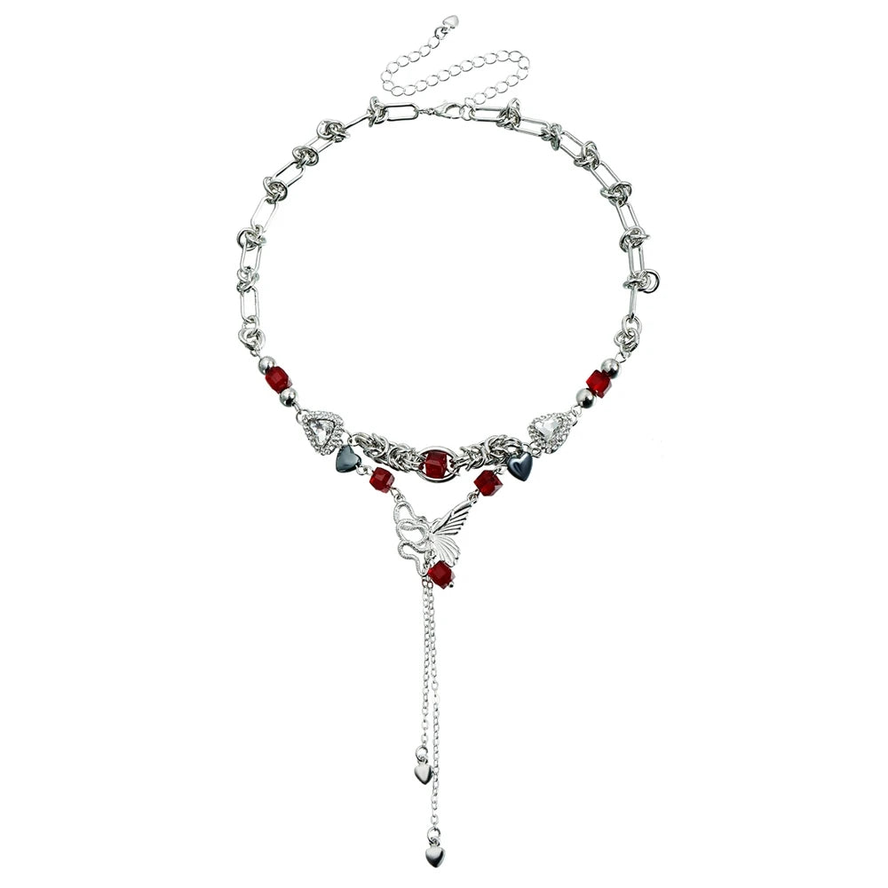 Fashion Gothic Glitter Sweet Spicy Necklaces for Girls Sweater Chain Heart Shaped Jewelry for Women Ladies Accessories Wholesale
