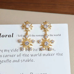 Fashion Dainty Golden Sweet Star Drop Earrings for Girls Elegant Art Deco Glamorous Jewelry for Women Ladies Accessories Chic