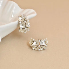 Ladies Flower Decorative Circle Hoop Earring Trendy Elegant Graceful Charms High Quality Bulk Jewelry Accessories for Causal