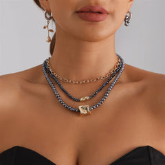 Fashion Layered Wearing Sexy Luxury Necklaces for Girls Elegant Earrings Jewelry Suits Sets for Women Ladies Accessories Chic