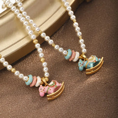 Fashion Glass Pearl Animals Horse Cute Pendent Necklaces for Girls Sweet Jewelry for Women Ladies Wholesale China Manufacturer