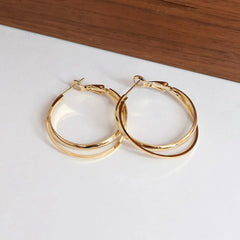 Female Gold Color Large Hoop Earring Fashion Elegant Graceful Glamorous High Quality Bulk Jewelry Accessories for Women Street