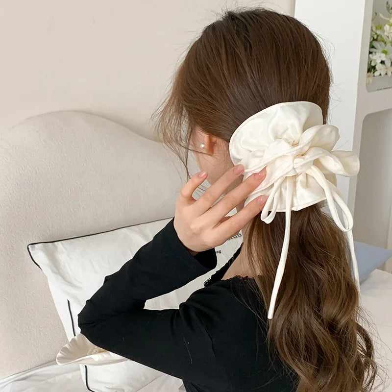 Fashion Solid Color Minimalistic Simple Scrunchies for Girls Ribbon Elegant Hair Ties for Women Ladies Hair Accessories Chic
