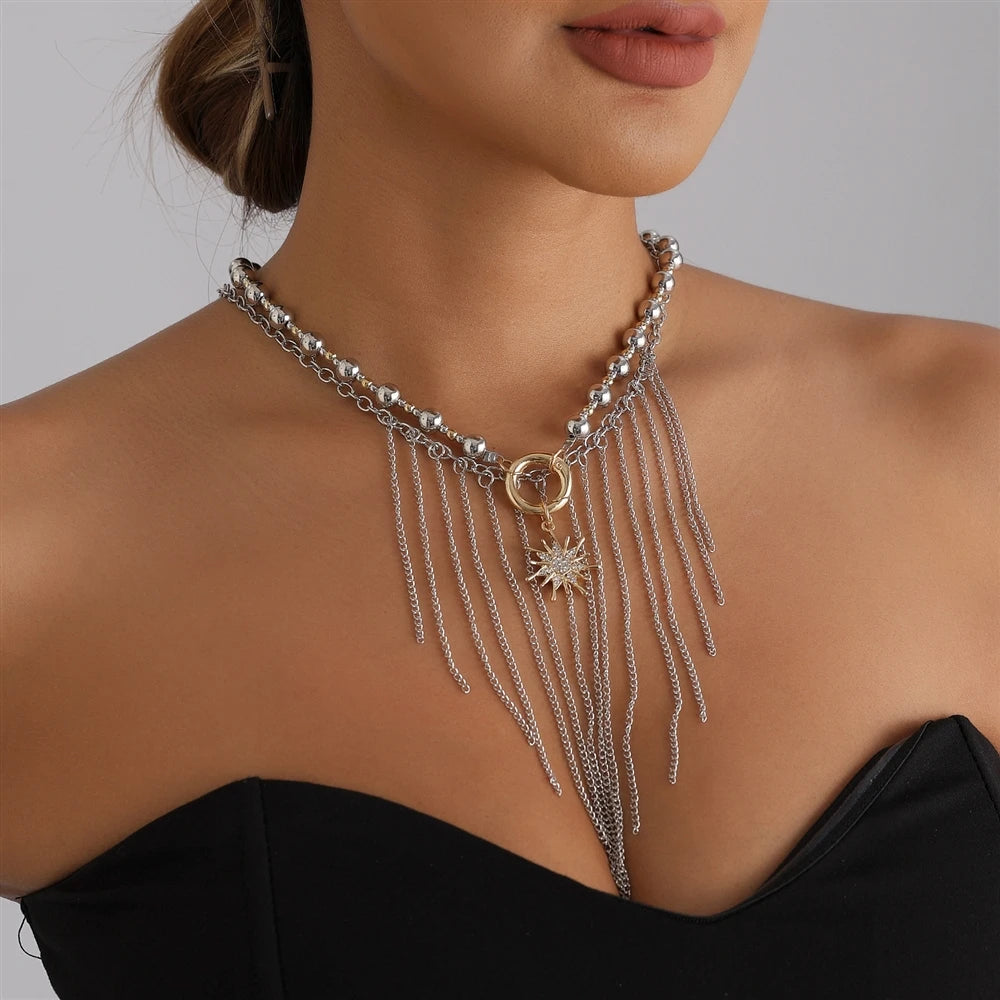 Fashion Tassel Beads Layered Wearing Necklaces for Girls Punk Spicy Jewelry for Women Ladies Accessories Chinese Supplier