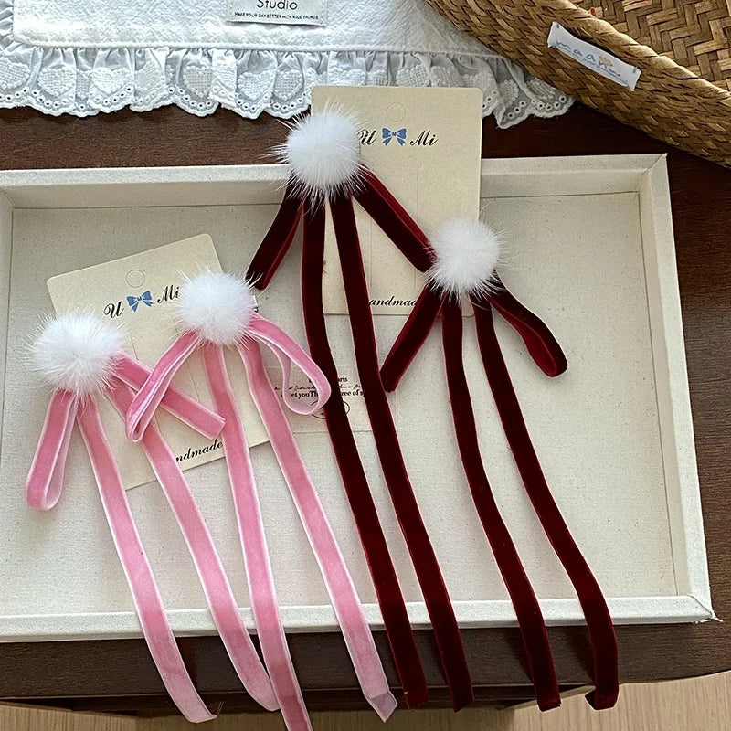 Cute Sweet Ribbon Bowknot Scrunchies for Baby Girls Festival Kawaii Trendy Hair Ties for Kids Children Hair Accessories in Stock