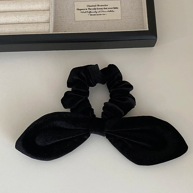 Sweet Simple Fashion Elegant Bowknot Scunchies for Girls Trendy Graceful Hair Ties for Women Ladies Accessories in Stock Chic