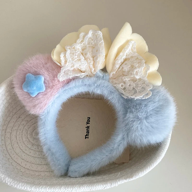 Animals Bear Bowknot Fluffy Cartoon Head Band for Baby Girls Cartoon Lovely Hair Band for Kids Child Hair Accessories in Stock