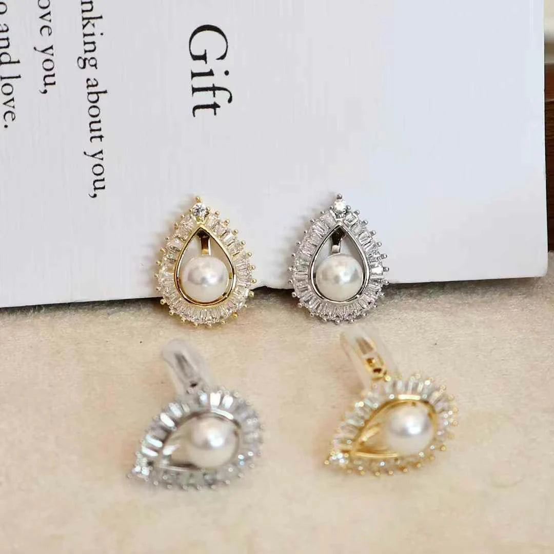 Luxury Glitter Simple Refined Artificial Clip on Earrings for Girls Minimalistic Trendy Jewelry for Women Ladies Accessories