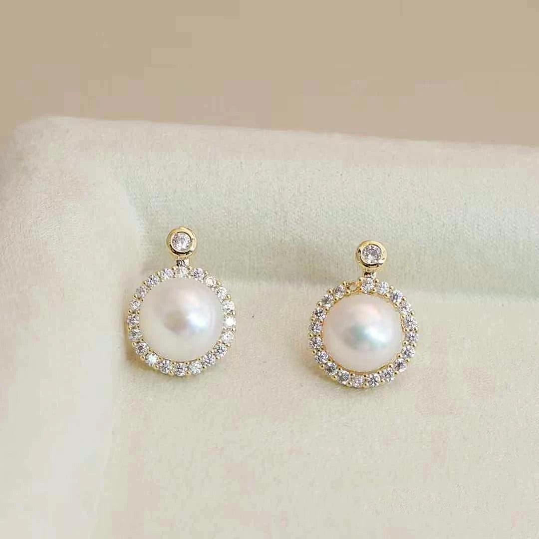 Luxury Fashion Elegant Graceful Glitter Stud Earrings for Girls Cute Imitation Pearl Jewellry for Women Ladies Accessories