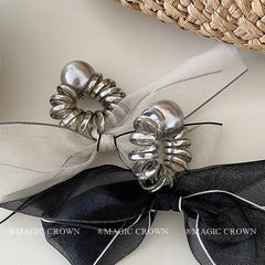 Brand New Women's Elegant Hair Ties High Elastic Fashionable Scrunchies Bowknot Solid Color Hair Accessories for Ladies