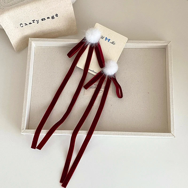 Cute Sweet Ribbon Bowknot Scrunchies for Baby Girls Festival Kawaii Trendy Hair Ties for Kids Children Hair Accessories in Stock