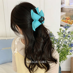 Large Solid Color Bowknot Hair Claw Clips for Women & Girls Fabric Hair Accessories Cute & Trendy Haarspange for Daily Wear