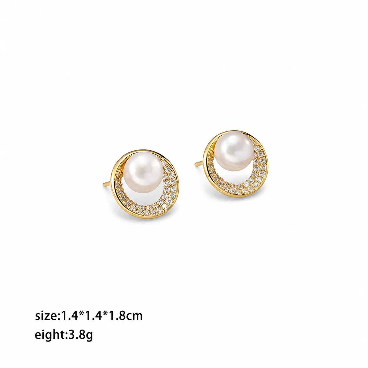 Female Elegant Freshwater Pearl S925 Silver Zircon Circle Square Shape Stud Earring Low MOQ Factory Price in Stock Daily Jewelry