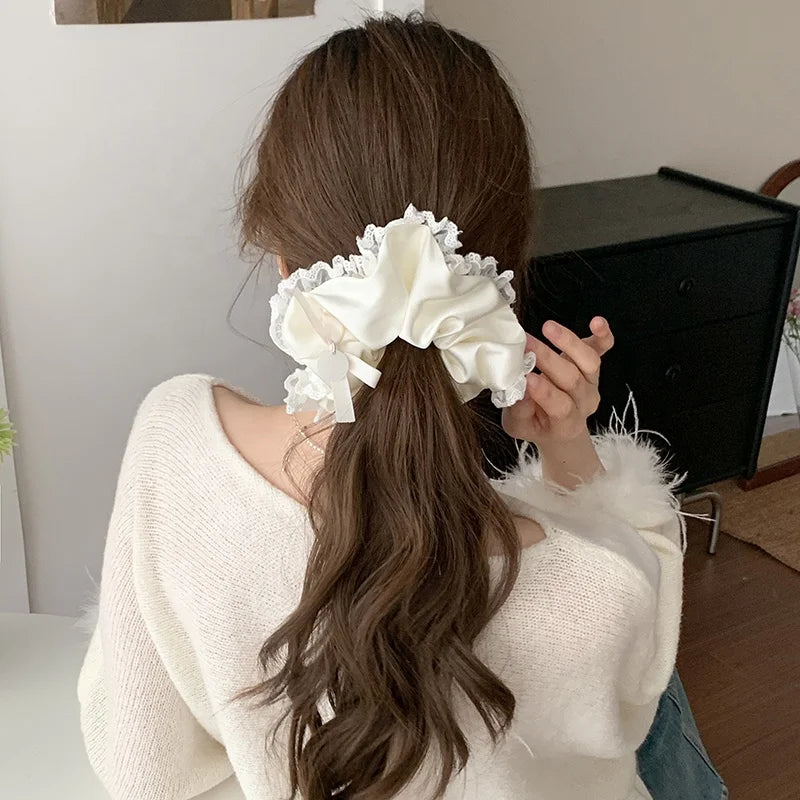 Fashion Lustrous Lace Elegant Scrunchies for Girls Sweet Cute Trendy Hair Ties for Women Ladies Hair Accessories in Stock