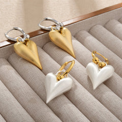 Women's Elegant Heart Drop Earrings Gold Siliver Brushed Love Shaped Earrings Fashionable Jewelry Accessories for Gift Wholesale
