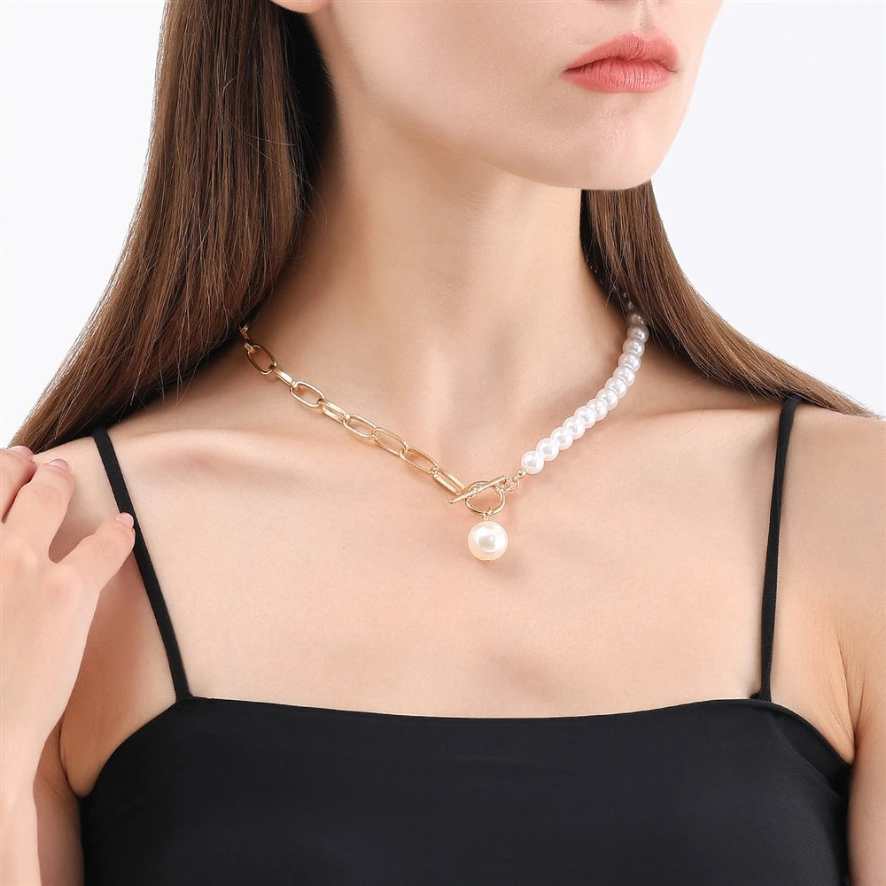 Fashion Imitation Pearl Sweet Elegant Necklaces for Girls Trendy French Style Jewelry for Women Ladies Accessories Wholesale