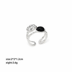 Unisex Silver Gold Color Copper Tiger Eye Stone Black Agate Open Rings Fashion Charms Dainty Factory Price in Stock Jewelry