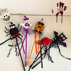 Halloween Magic Wand Spider Ghost Pumpkin Bat Rose Gothic Style Party Accessory for Kids Girls Spell Casting Cosplay for Child