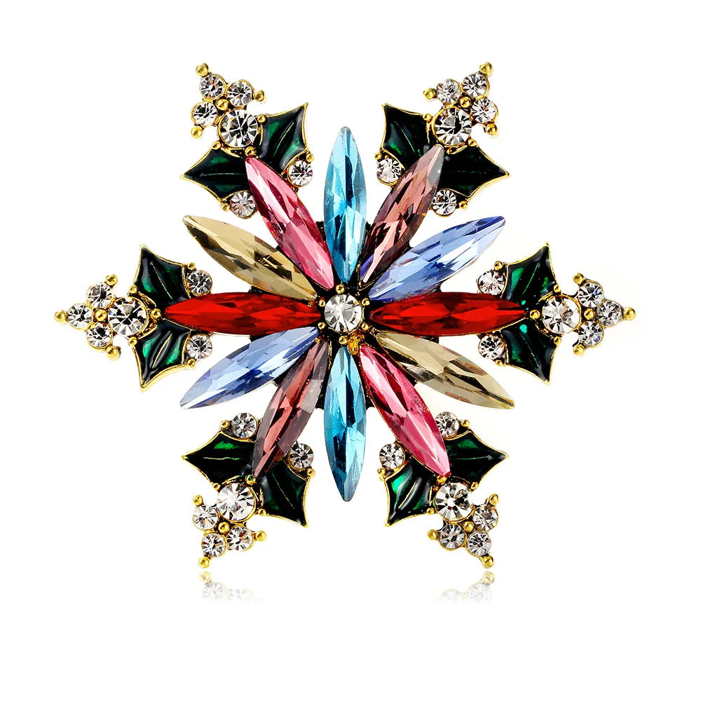 Fashion Glitter Luxury Snow Flake Sweet Brooches for Girls Trendy Stylish Pins Jewelry for Women Ladies Accessories Wholesale