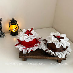 Red Sweetheart Lace Bow Cherry Little Hat Cute Birthday Hair Clip for Women Halloween Exquisite Mini Fascinator Hair Accessories