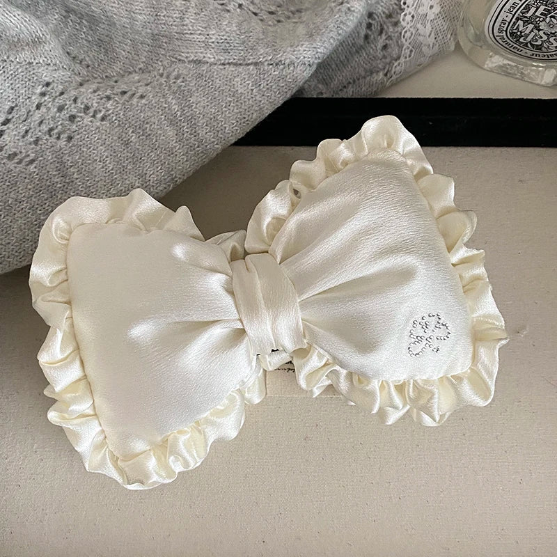 Trendy Lustrous Luxury Bowknot Satin Hair Clips for Girls Sweet Elegant Cute Banana Clips for Women Ladies Hair Accessories