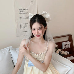 Solid Color Bowknot Tulle Hair Clips for Women Wedding Elegant Sweet Alligator for Women Ladies Bridal Hair Accessories in Stock