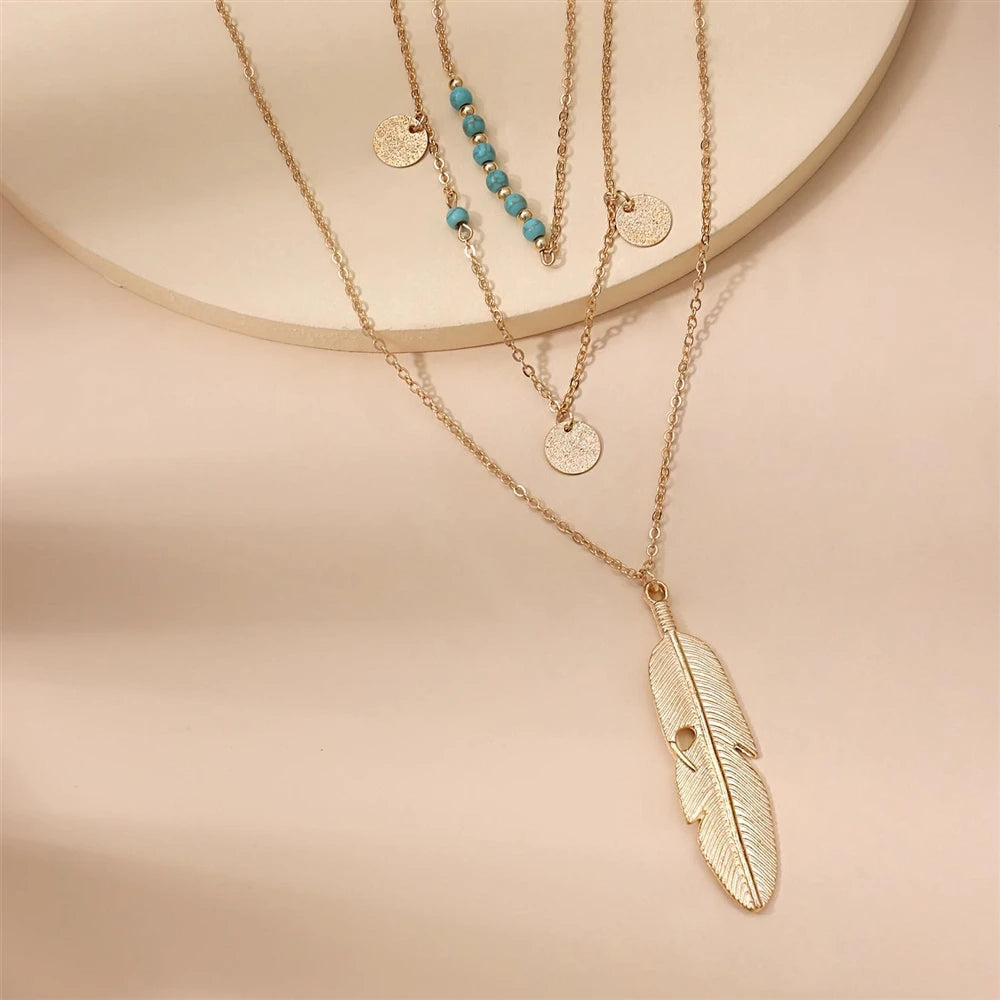 Fashion Popular Sweet Leafs Trendy Layered Wearing Necklaces for Girls Sweater Chains for Women Ladies Jewelry Accessories