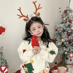 Christmas Children Head Bands Sweet Cute Cartoon Large Deer Hairbands for Baby Girls Wholesales New Christmas Hair Accessories