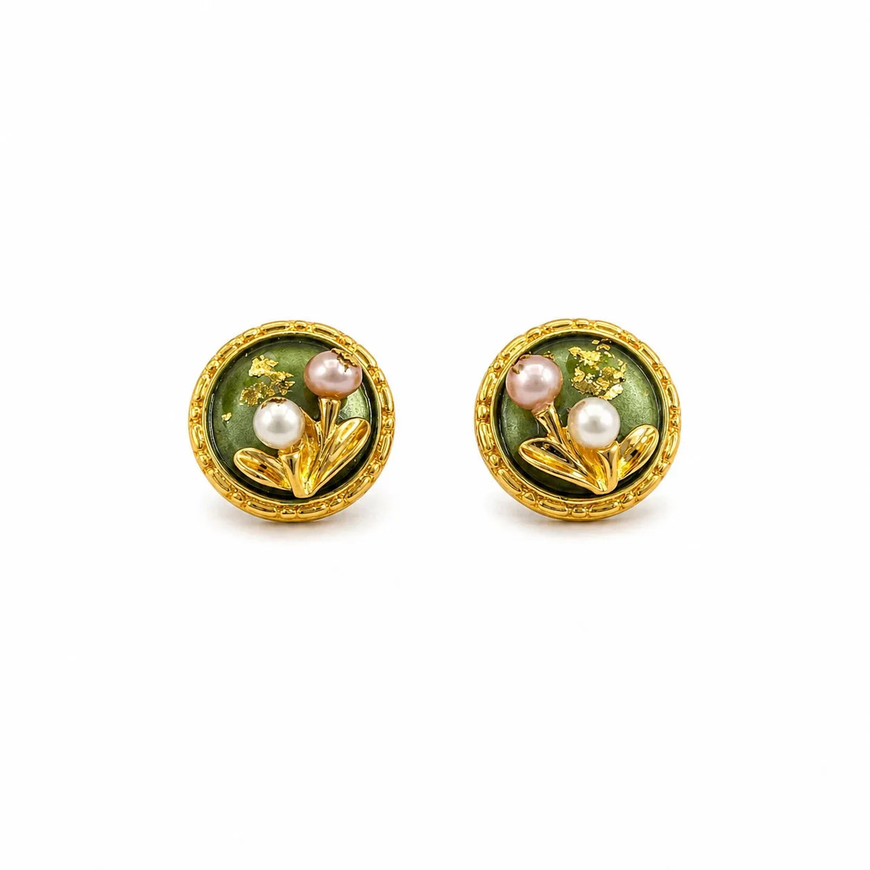 Fashion Freshwater Pearl Hand-Painted Drip Glaze Flower Stud Earrings for Girls Sweet Copper 18K Gold Jewelry Wholesale Bulk