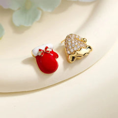 Women Christmas Hat Glove Carrot Mini Stud Earring Fashion Sweet Cute Red Bulk Order Lightweight High Quality Jewelry Accessory