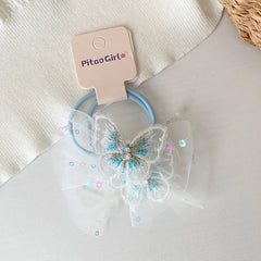 Kids Blue Butterfly Ribbon Small Hair Ties Alligator Clips Set Beauty Fashion in Stock Hairpins Scrunchies Accessories for Girls