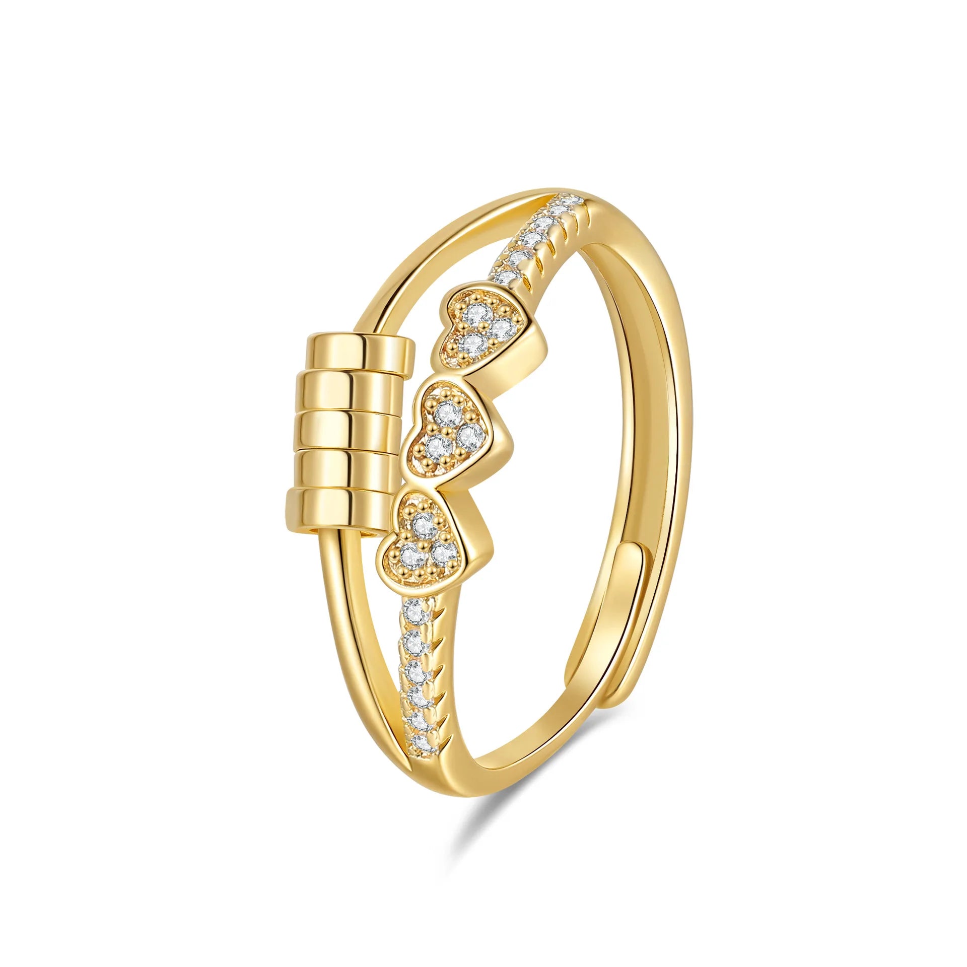 Magic Crown Rotating Bead Rings Stress Relief and Anxiety Fashion Trendy Heart Open Setting Rings Unisex Accessories Wholesale