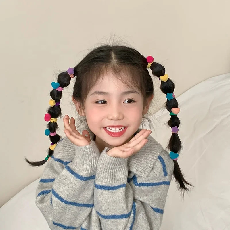 Fashion Sweet Cute Heart Shaped Star Hair Ties for Baby Girls Cute Sweet Mini Scrunchies for Kids Children Hair Accessories