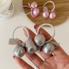 Mini Bowknot Balls Hair Ties for Girls Solid Color Simple Cute Scunchies Party Style Hair Accessories for Kids and Children