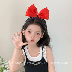 Fashion Trendy Dot Bowknot Solid Color Head Band for Baby Girls Large Exaggerated Cute Hair Band Hair Accessories in Stock