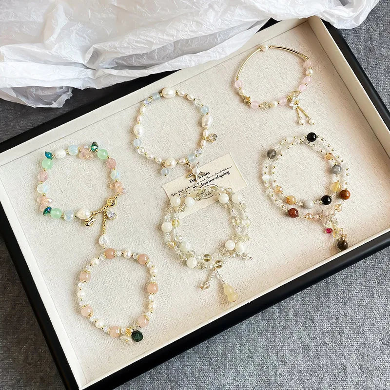 Fashion Elegant Beads Natural Stone Freshwater Pearl Bracelets for Girls Trendy Jewelry for Women Ladies Wholesale China Factory