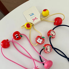 Cute Sweet Fruit Animals Scrunchies Fashionable Plaid Kawaii Hair Ties for Baby Girls and Kids Hair Accessories Stock