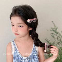 Sweet Cute Alloy Glasses Kitty Cat Animals Hair Clips Trendy Hair Accessories for Baby Girls' Parties