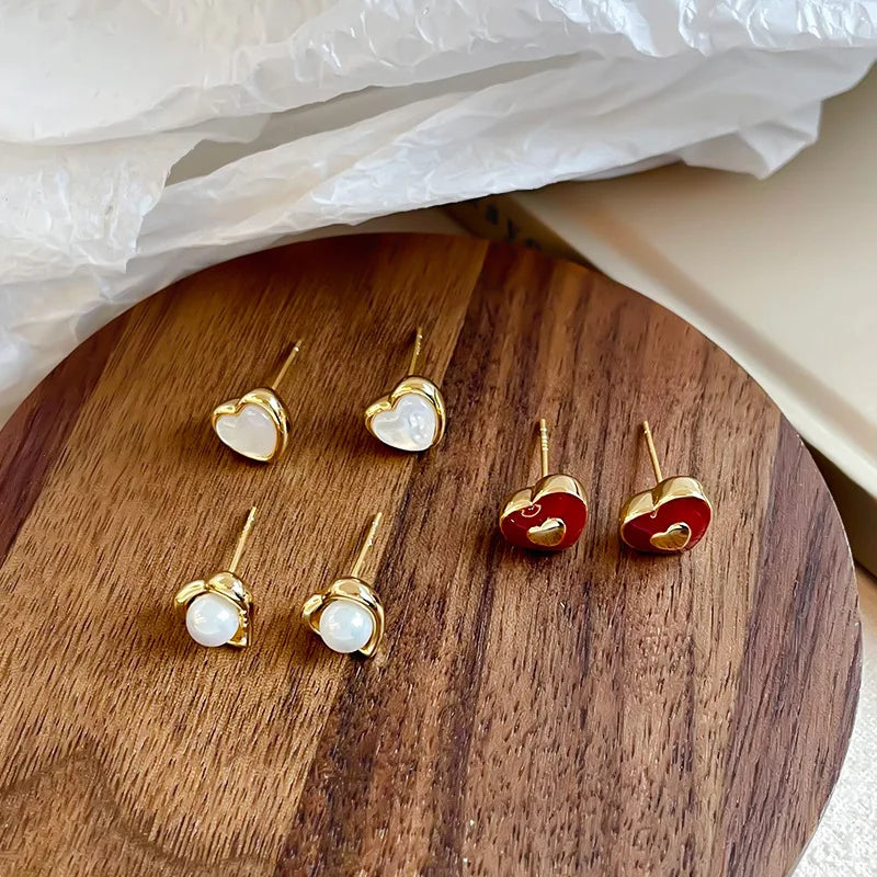 Fashion 18K Gold Plated Heart Shaped S925 Silver Stud Earrings for Girls Sweet Jewelry for Women Ladies Wholesale China Supplier